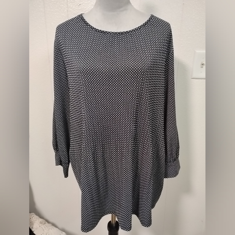 Adrianna Papell 3x Black White Polkadot Long Sleeve Dressy Rockabilly...